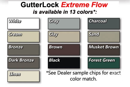 Gutterlock Extreme color chart. Premium gutter covers from McNeely Pest Control
